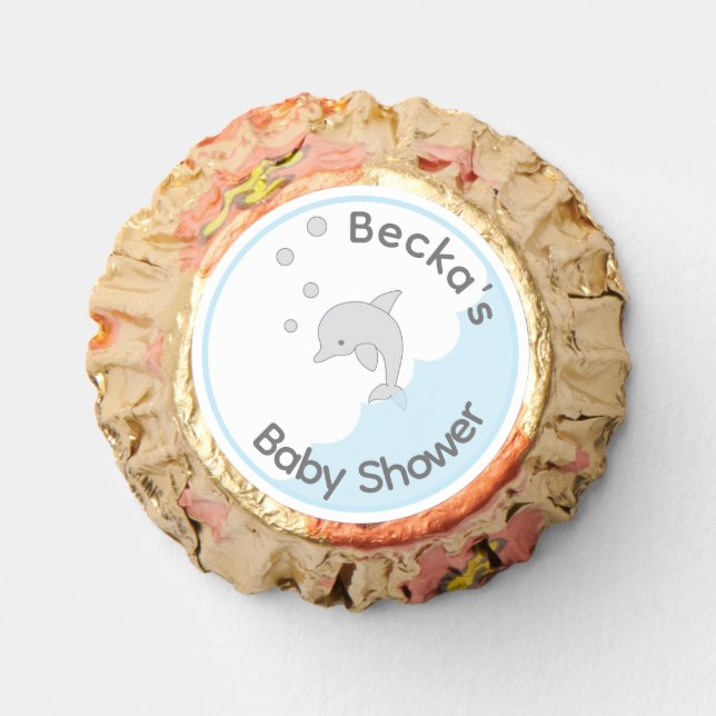 Baby Shower Blue Dolphins in a Bubble Reese's Peanut Butter Cups (Front)