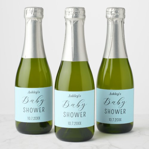 Baby Shower Blue Elegant  Sparkling Wine Label