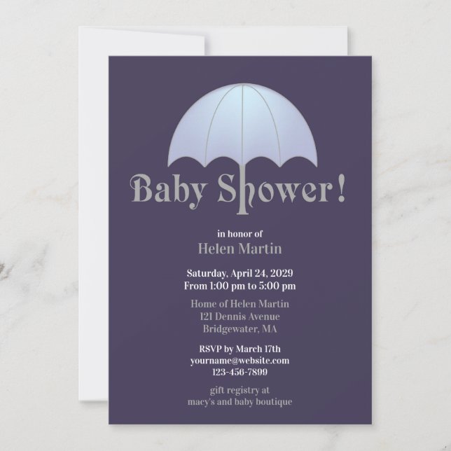 Baby Shower Blue Flat Invitation (Front)