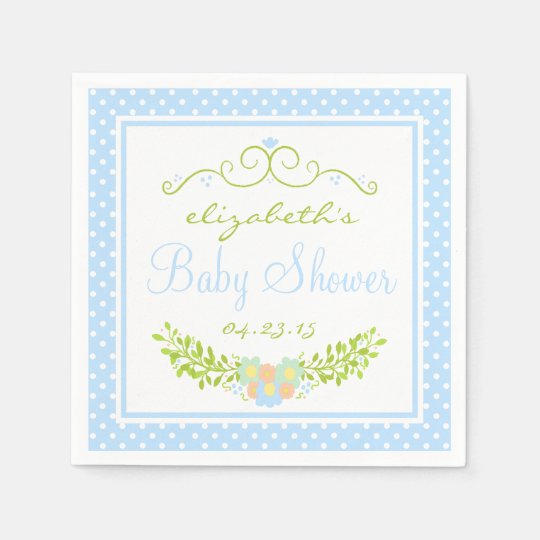 Baby Shower Blue Floral Napkins | Zazzle.com