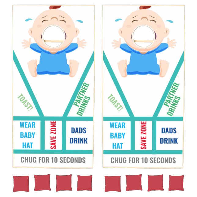 Baby Shower Blue- Fun Baby  Cornhole  Set (Set)