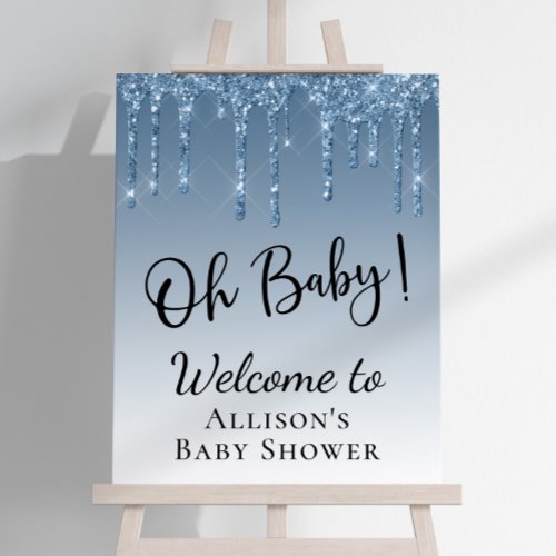 Baby Shower Blue Glitter Welcome Foam Board