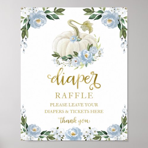 Baby Shower Blue Gold Diaper Raffle Game Sign