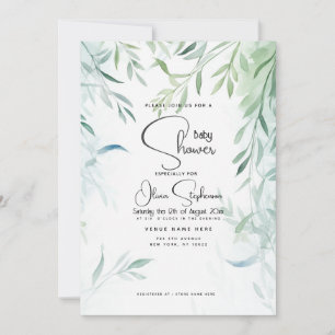 Baby Shower- Blue Green Willow Foliage Invitation