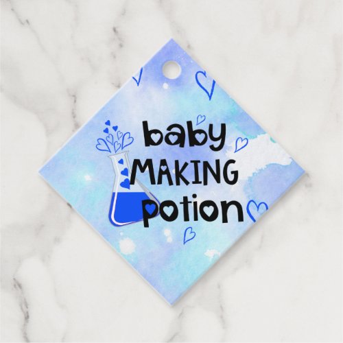 Baby Shower Blue Hearts Baby Making Potion Favor Tags
