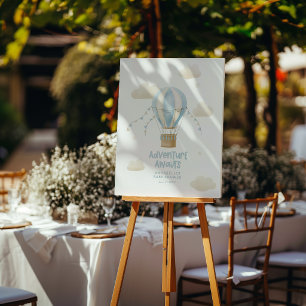 Baby shower blue hot air balloon adventure awaits foam board