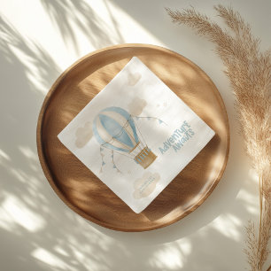 Baby shower blue hot air balloon adventure awaits napkins