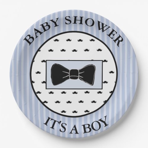 Baby Shower  Blue Mustache and Bowtie Plates