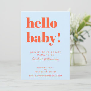 Baby Shower Blue Orange Bold Modern Gender Neutral Invitation