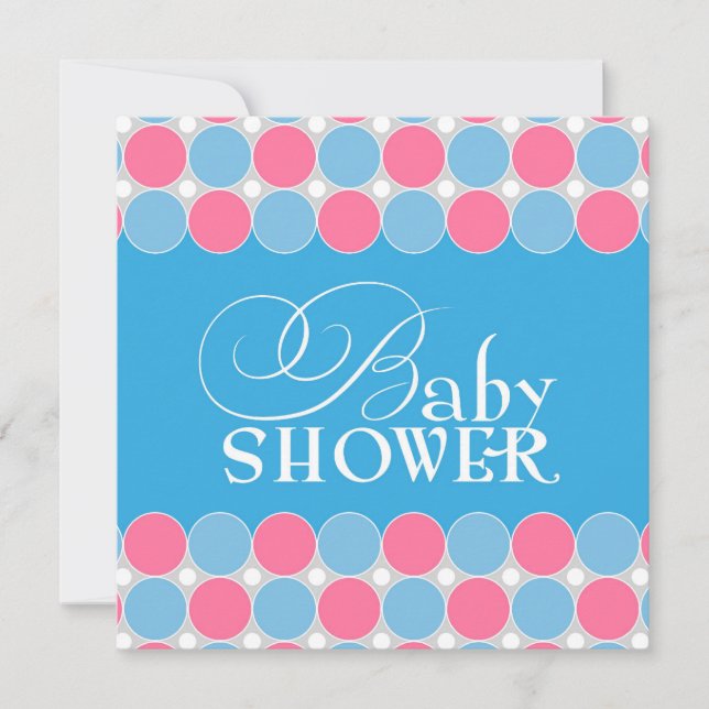 Baby Shower Blue Pink Flat Invitation (Front)