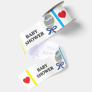 Baby Shower Blue Rattles Satin Ribbon