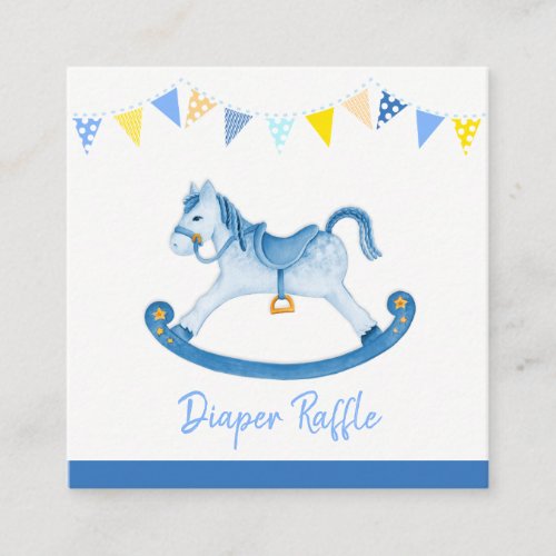 Baby shower blue rocking horse diaper raffle cards