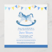 Baby Shower Watercolor Invitations / Rocking Horse -  Polska