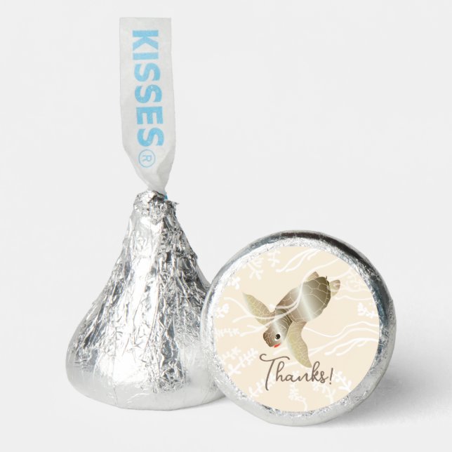 Baby Shower, Blue Sea Turtle Labels Hershey®'s Kisses® (Front)