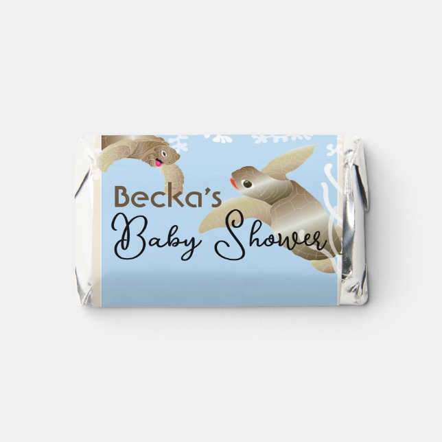 Baby Shower Blue Sea Turtles Chocolate Candy Hershey's Miniatures (Front)
