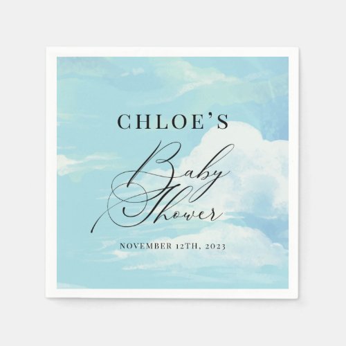 Baby Shower Blue Sky Clouds Napkins - Baby Shower Blue Sky Clouds Napkins