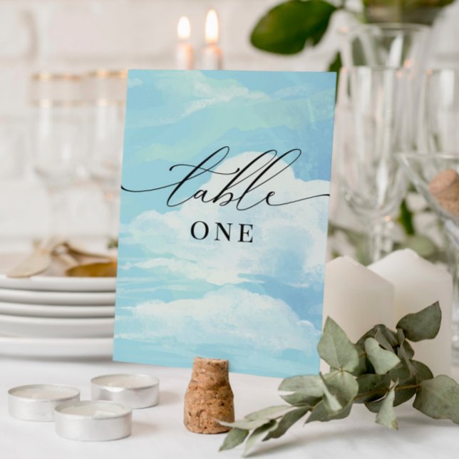 Baby Shower Blue Sky Clouds Table Card (Creator Uploaded)