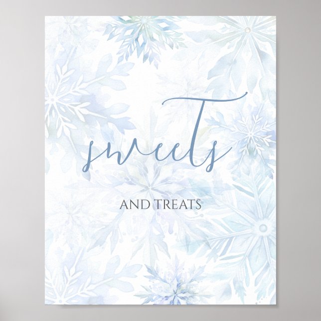 Baby Shower Blue Snowflake Sweets and Treats  Poster (Front)