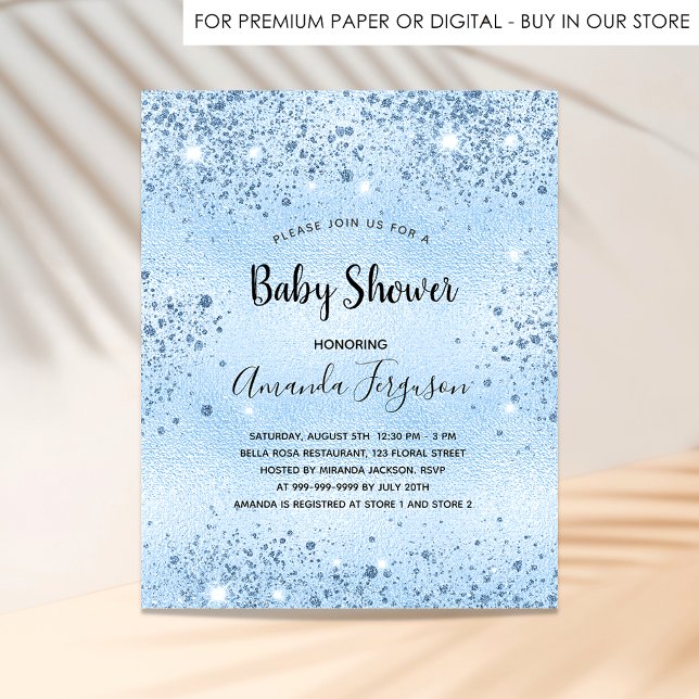 Baby Shower blue sparkles boy invitation (Creator Uploaded)
