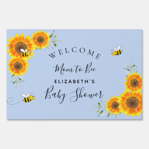 Baby Shower blue sunflowers rustic boy mom to bee Sign