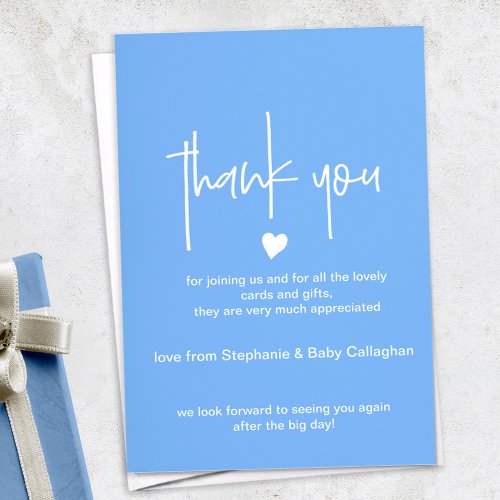 Baby Shower Blue Thank You Chic Tiny Heart Invitation