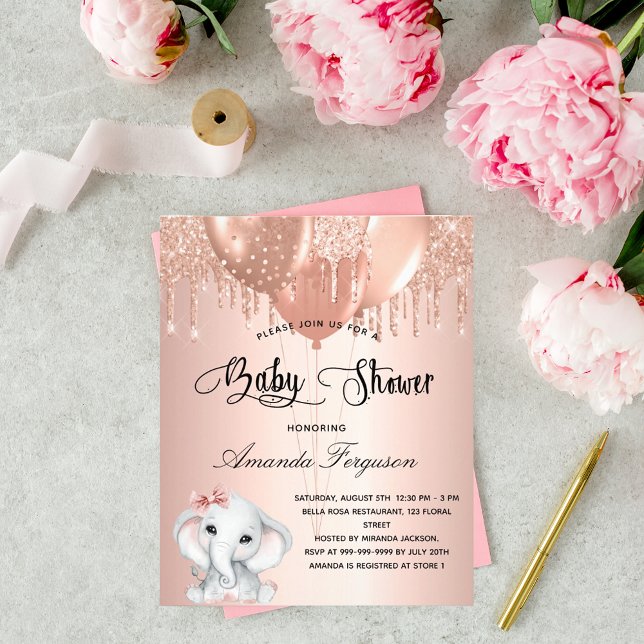Baby Shower blush elephant girl budget inivitation Flyer (Creator Uploaded)