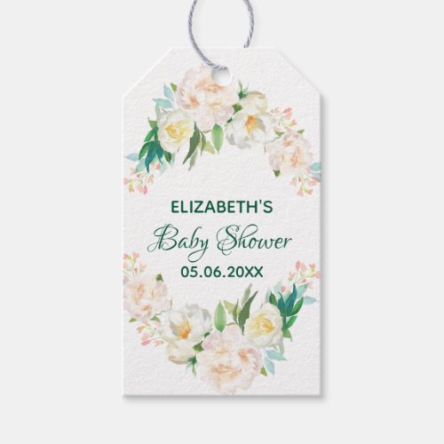 Baby Shower blush flower Thank You Gift Tags