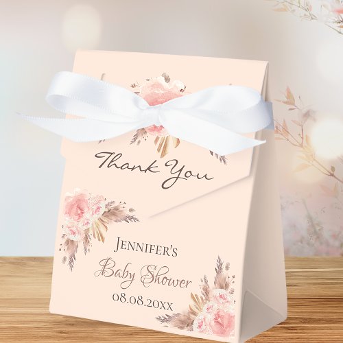 Baby Shower blush pampas grass floral thank you Favor Boxes