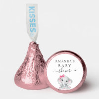 Baby Shower blush pink elephant girl name Hershey®'s Kisses®