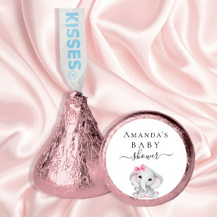 Baby Shower blush pink elephant girl name Hershey®'s Kisses®
