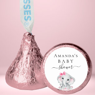 Baby Shower blush pink elephant girl name Hershey®'s Kisses®