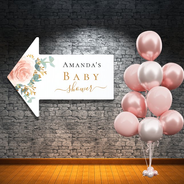 Baby Shower blush pink floral eucalyptus arrow Sign (Creator Uploaded)