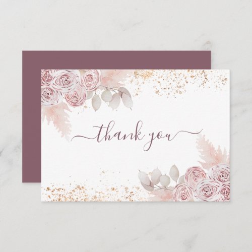 Baby Shower Blush Pink Floral  Thank You Card