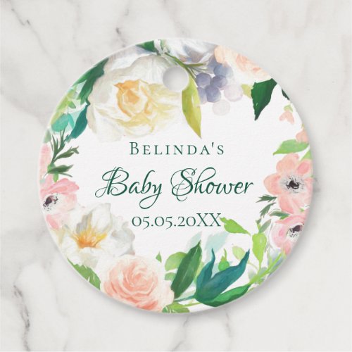 Baby Shower blush pink floral thank you Favor Tags