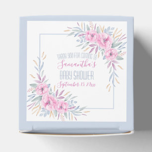Baby Shower Blush Pink Flowers Watercolor Elegant Favor Boxes