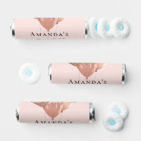 Baby Shower blush pink rose gold balloons girl  Breath Savers® Mints