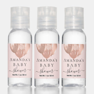 Baby Shower blush pink rose gold balloons girl Hand Sanitizer