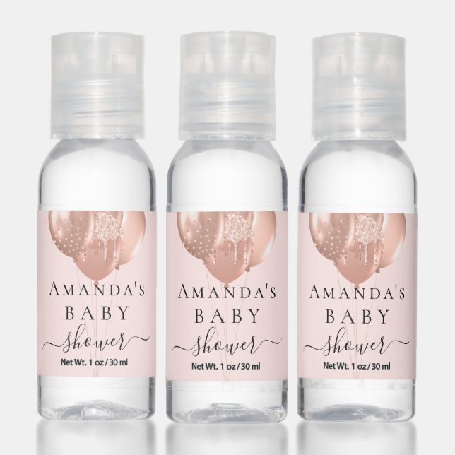 Baby Shower blush pink rose gold balloons girl  Hand Sanitizer (Set)