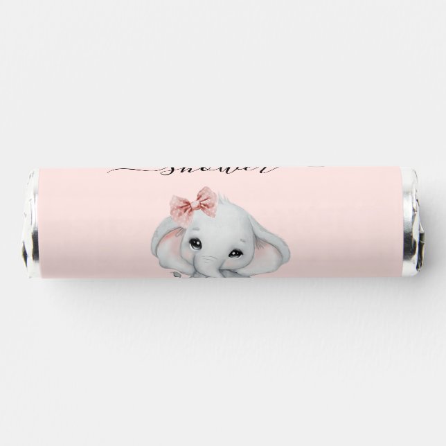 Baby Shower blush pink rose gold elephant girl Breath Savers® Mints (Left)