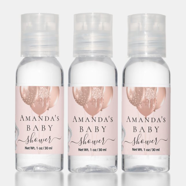 Baby Shower blush pink rose gold elephant girl Hand Sanitizer (Set)