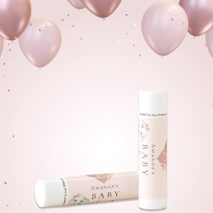 Baby Shower blush pink rose gold elephant girl Lip Balm