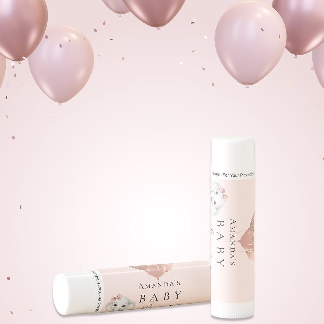Baby Shower blush pink rose gold elephant girl Lip Balm (Creator Uploaded)