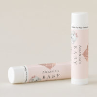 Baby Shower blush pink rose gold elephant girl Lip Balm