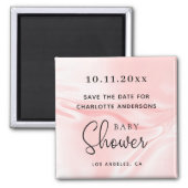 Baby Shower blush pink silk satin save the date Magnet (Front)