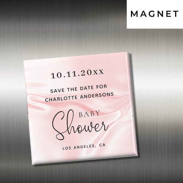 Baby Shower blush pink silk satin save the date Magnet