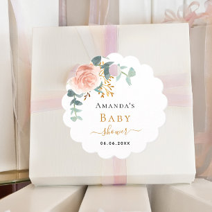 Baby Shower blush rose floral eucalyptus thank you Favor Tags