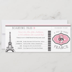 Baby Shower Boarding Pass to Paris Invitation
