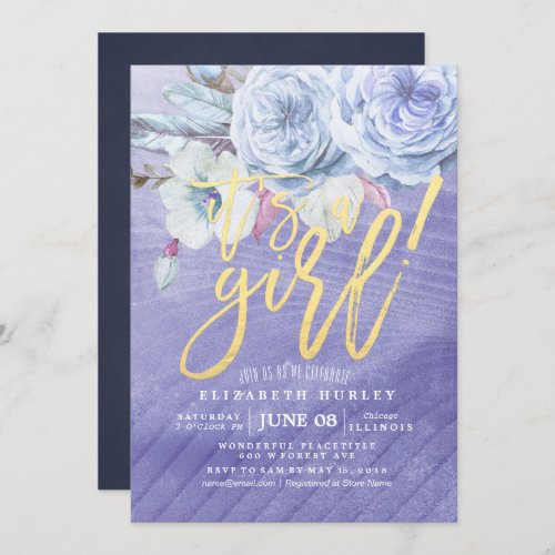 Baby Shower Bohemian Flowers  Feathers Invitation