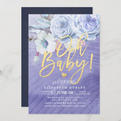 Baby Shower Bohemian Flowers  Feathers Invitation