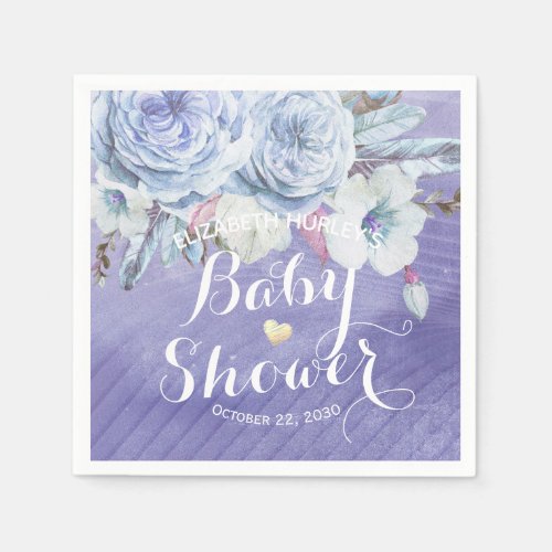 Baby Shower Bohemian Flowers  Feathers Napkins